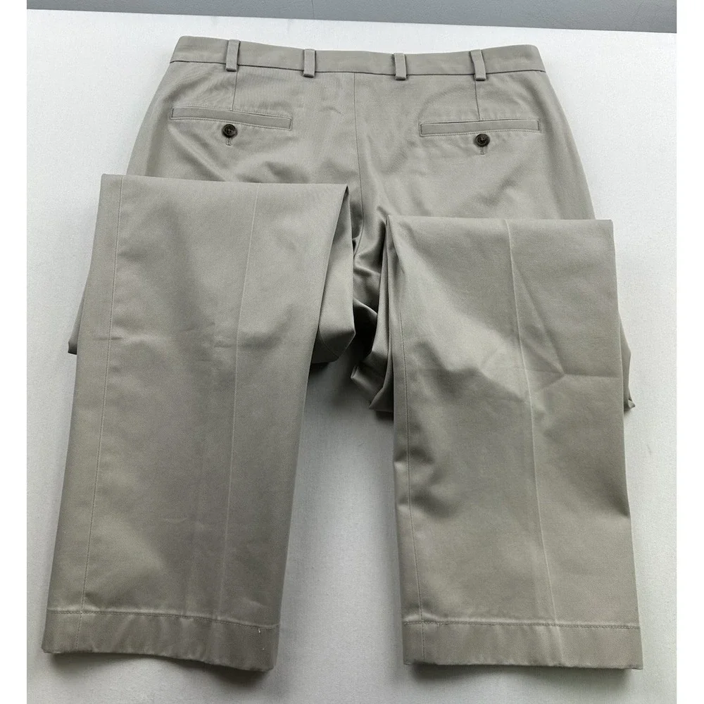Brooks Brothers Advantage Chino Clark Pants Men's 35x32 Beige‎ Khaki Flat Front